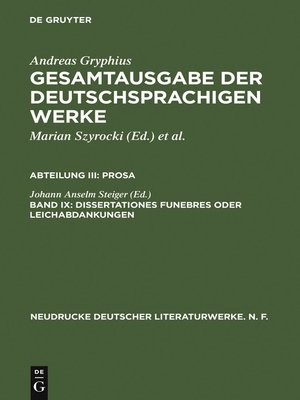 cover image of Dissertationes funebres oder Leichabdankungen